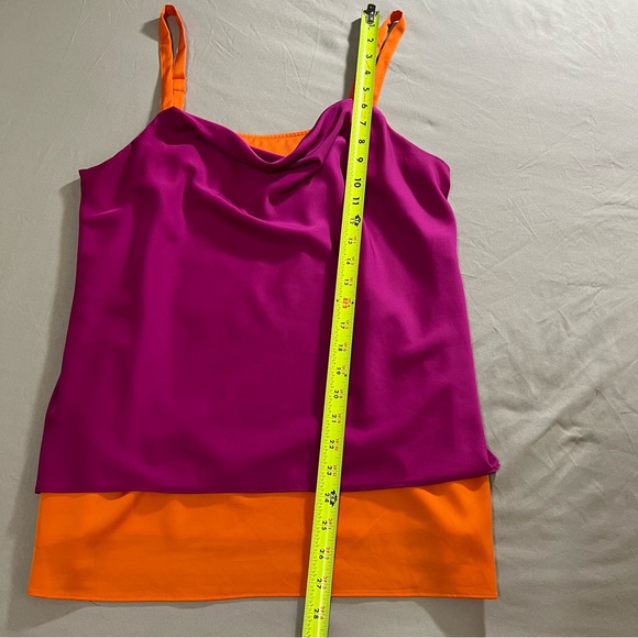 Nicole by Nicole Miller Spaghetti Strap Blouse cami cowl neck Purple Orange M - Picture 14 of 15